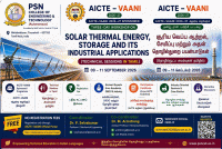 AICTE-VAANI Sponsored Three days Workshop on Solar Thermal Energy, Storage and Its Industrial Applications 2026 Workshop Poster